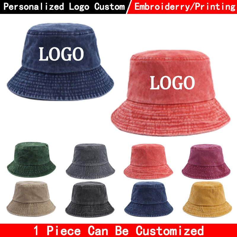 Bucket Hat Cotton - Topi Bucket Denim dengan Logo Kustom,