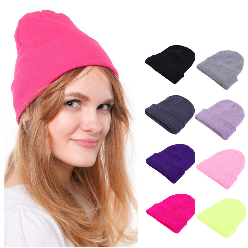 Beanie Cuffed Knit - Topi Beanie Rajut Warna Solid, Hangat,
